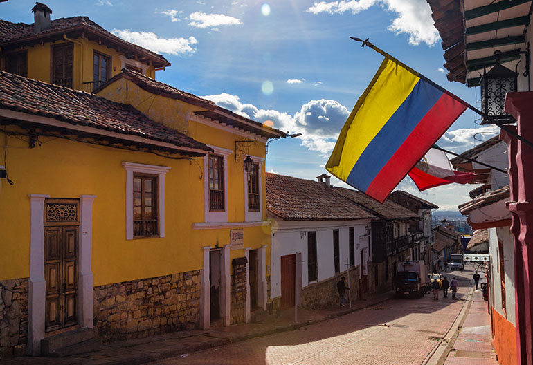 Colonial Street with flag