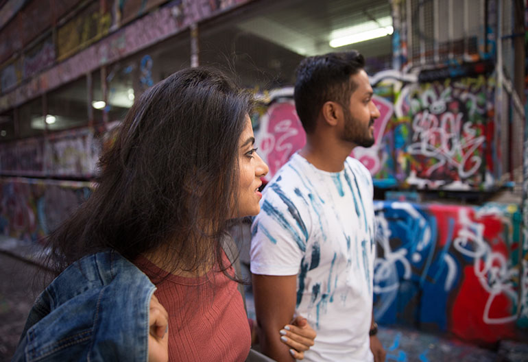 Indian couple exploring Melbourne